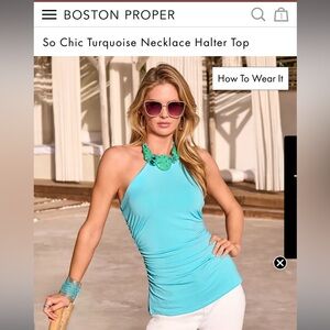 Boston Proper Turquoise Halter Top